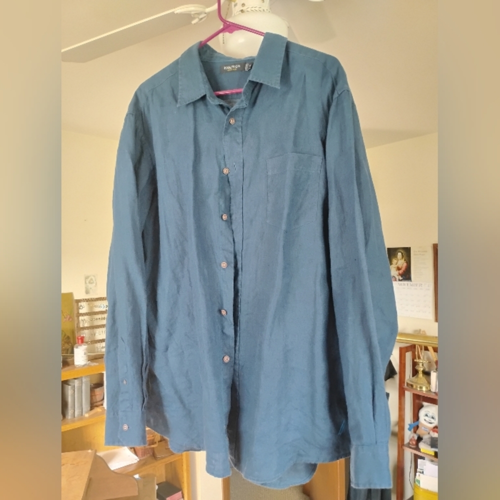 Nautica 100% Linen Men's Button Up Shirt XL